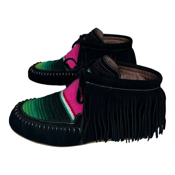 L&B Black Leather Serape Moccasins Women Size 11 NWOT - Picture 6 of 9